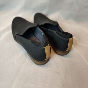 Dr Scholl's Rate Loafer Slip-on Flats Black Upper Tan Heel Womens 8M